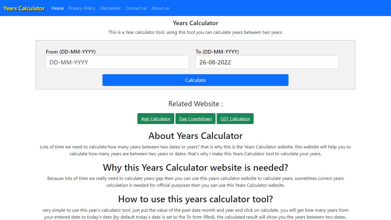 Years Calculator